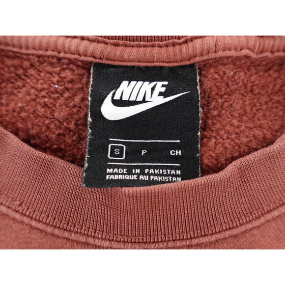 Nike Women Reddish Brown Cropped Sweatshirt Crewneck Long Sleeve Size S - Picture 4 of 9